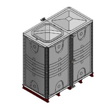 4000 Litre GRP Sectional Water Tank, 2x1x2 Internally Flanged Base (IFB)