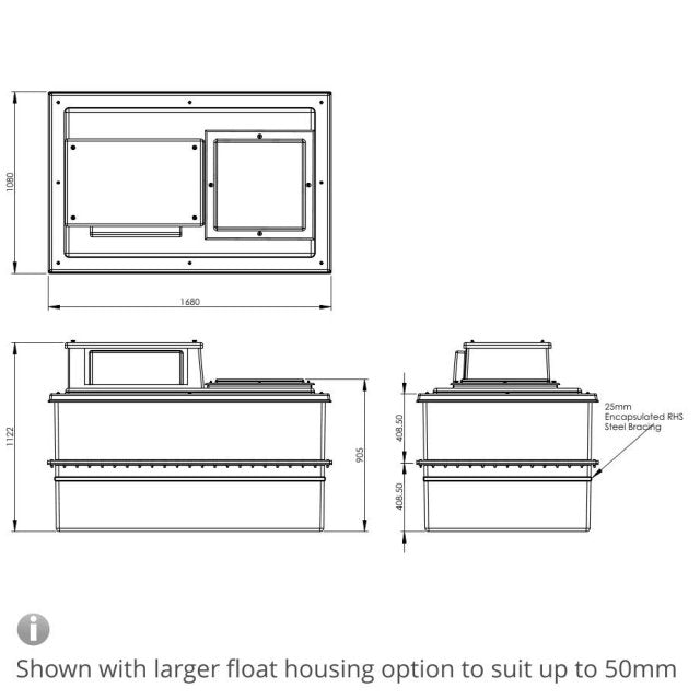 1135 Litre Type AB Air Gap GRP Water Tank - Two Piece Insulated, Cat 5