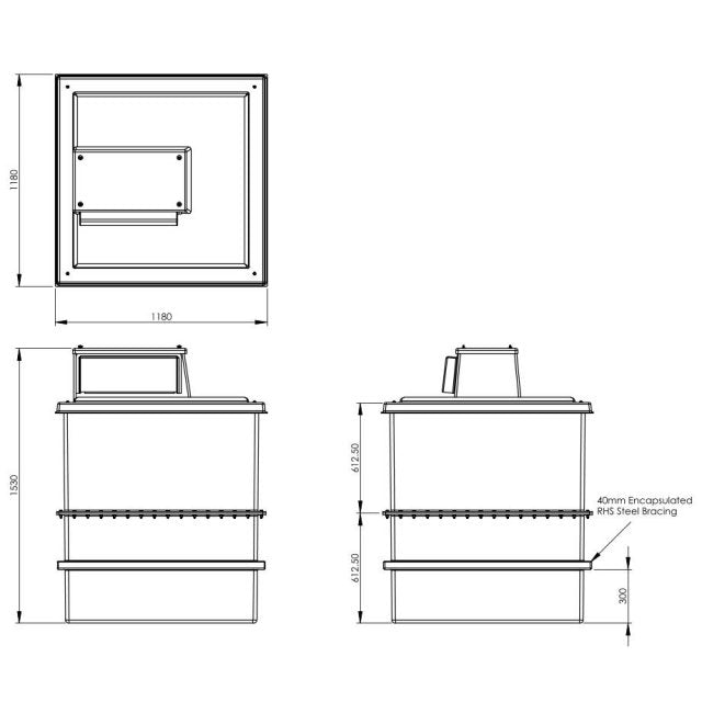 1220 Litre Type AB Air Gap GRP Water Tank - Two Piece Insulated, Cat 5