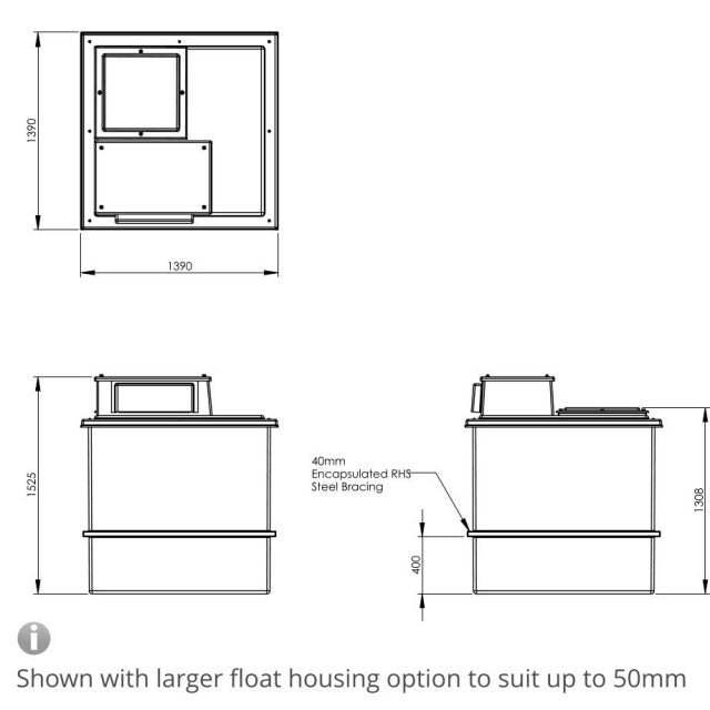 1818 Litre Type AB Air Gap GRP Water Tank, Insulated, Cat 5