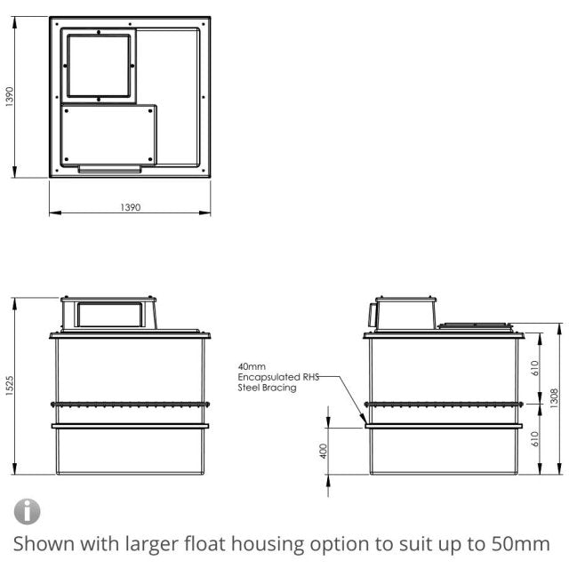 1818 Litre Type AB Air Gap GRP Water Tank - Two Piece Insulated, Cat 5