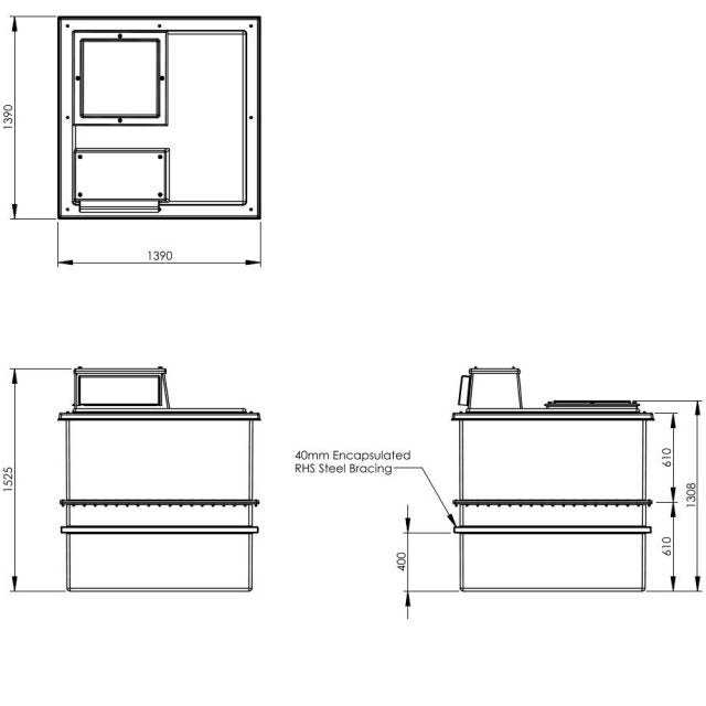1818 Litre Type AB Air Gap GRP Water Tank - Two Piece Insulated, Cat 5