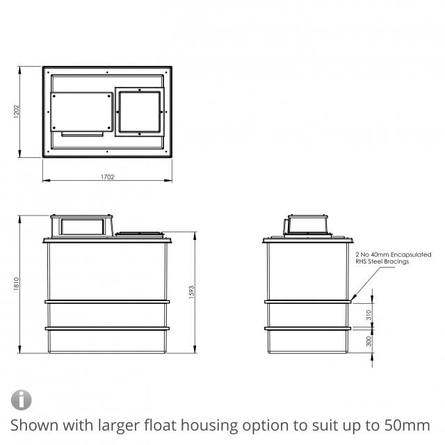 2250 Litre Type AB Air Gap GRP Water Tank, Insulated, Cat 5