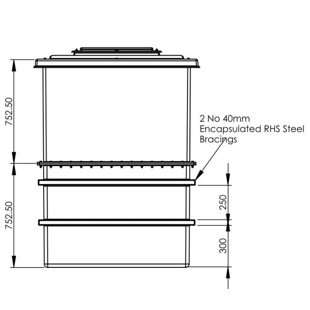 2250 Litre GRP Water Tank - Two Piece Insulated
