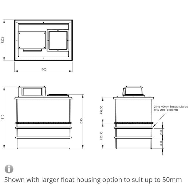 2250 Litre Type AB Air Gap GRP Water Tank - Two Piece Insulated, Cat 5