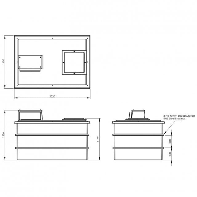 2272 Litre Type AB Air Gap GRP Water Tank, Insulated, Cat 5