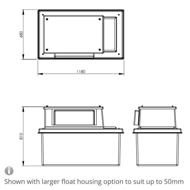 250 Litre Type AB Air Gap GRP Water Tank, Insulated, Cat 5