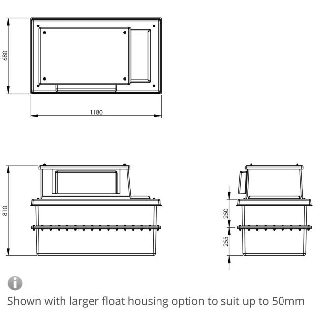250 Litre Type AB Air Gap GRP Water Tank - Two Piece with Insulation, Cat 5