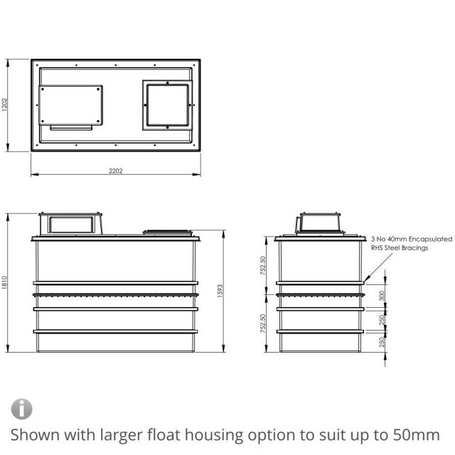 3001 Litre Type AB Air Gap GRP Water Tank - Two Piece Insulated, Cat 5