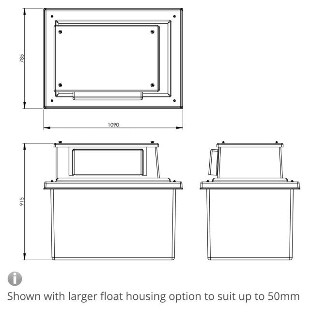 340 Litre Type AB Air Gap GRP Water Tank - One Piece Insulated, Cat 5
