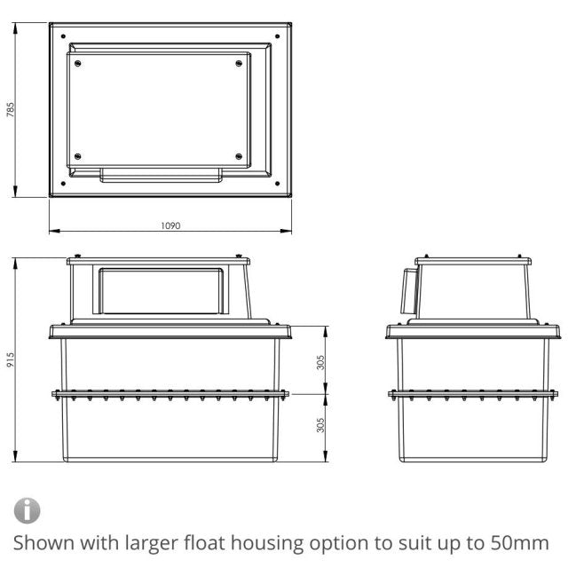 340 Litre Type AB Air Gap GRP Water Tank - Two Piece Insulated, Cat 5