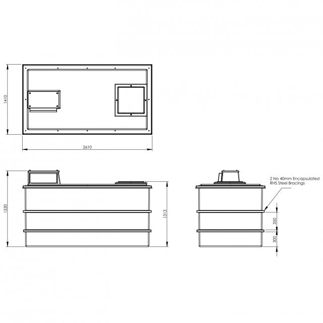 3636 Litre Type AB Air Gap GRP Water Tank, Insulated, Cat 5