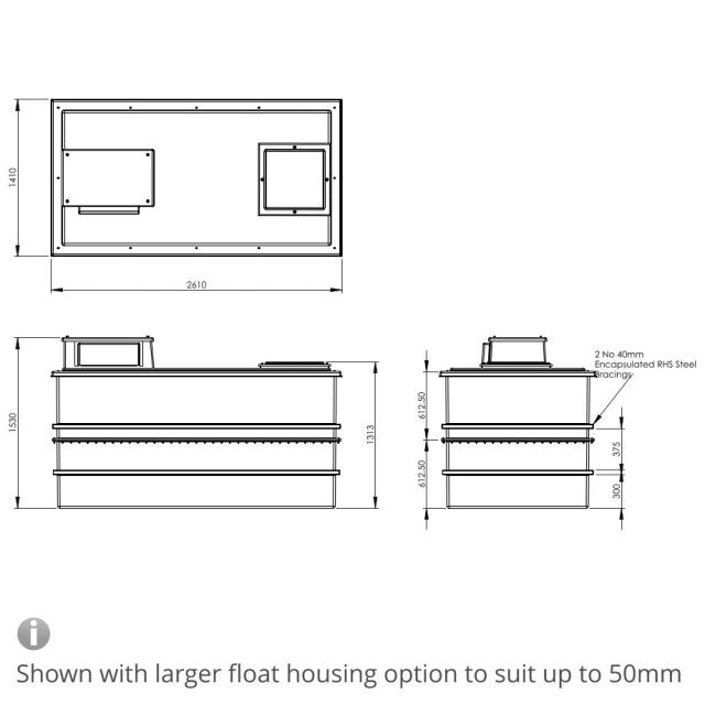 3636 Litre Type AB Air Gap GRP Water Tank - Two Piece Insulated, Cat 5