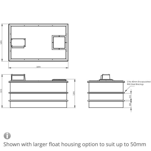 4500 Litre Type AB Air Gap GRP Water Tank, Insulated, Cat 5