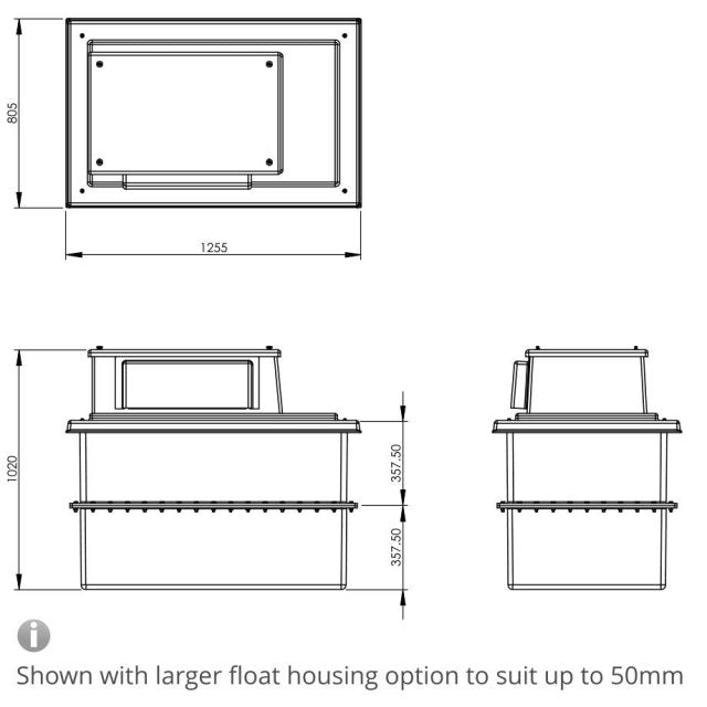 454 Litre Type AB Air Gap GRP Water Tank - Two Piece Insulated, Cat 5