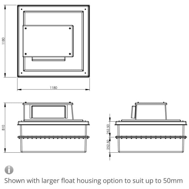 500 Litre Type AB Air Gap GRP Water Tank - Two Piece Insulated, Cat 5