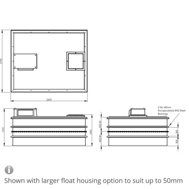 5000 Litre Type AB Air Gap GRP Water Tank - Two Piece Insulated, Cat 5