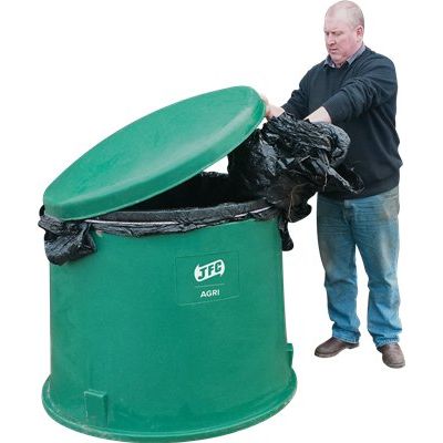 JFC Tidy Wrap Recycling Bin being used