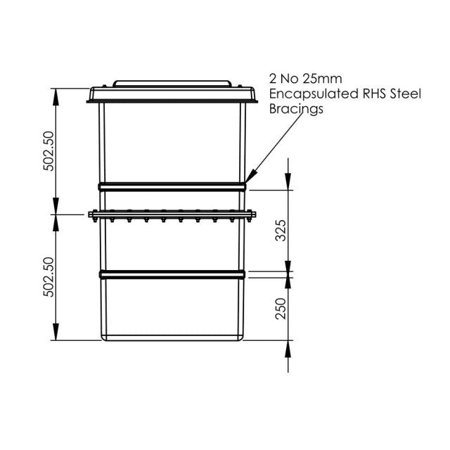 500 Litre GRP Water Tank - Two Piece Insulated