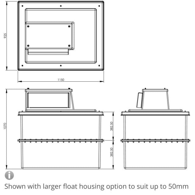 570 Litres Type AB Air Gap GRP Water Tank - Two Piece Insulated, Cat 5