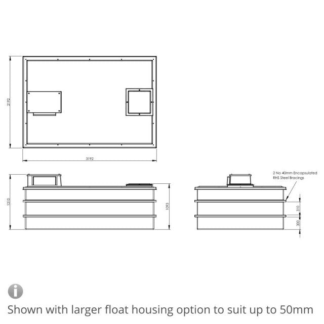 6000 Litre Type AB Air Gap GRP Water Tank - Two Piece Insulated, Cat 5