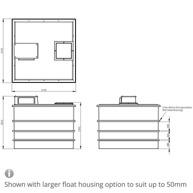6001 Litre Type AB Air Gap GRP Water Tank, Insulated, Cat 5