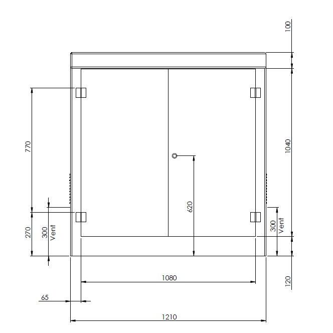GRP Enclosure - 1210mm x 515mm x 1260mm - Double Door (0018427)