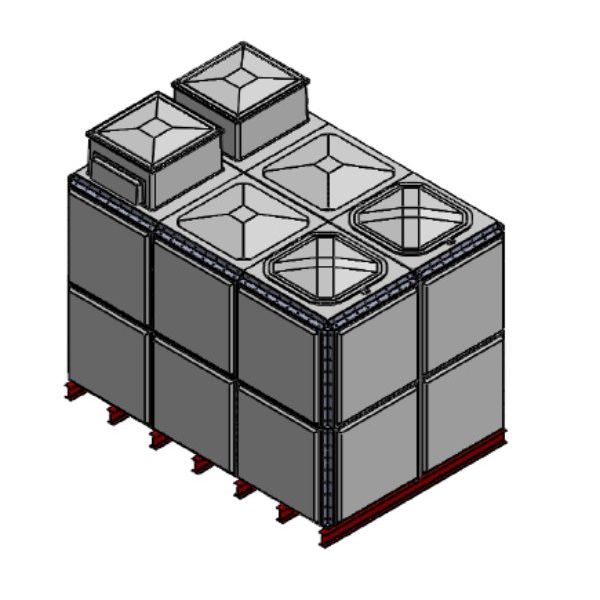14560 Litre GRP Sectional 3x2x2 Water Tank, Totally Internally Flanged, Divided, AB Airgap
