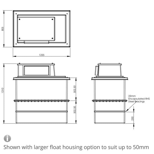 650 Litre Type AB Air Gap GRP Water Tank - Two Piece Insulated, Cat 5
