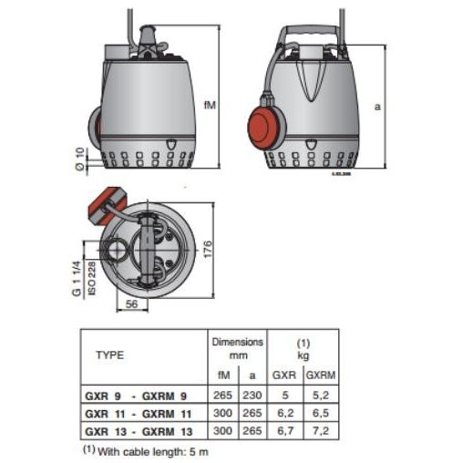 Calpeda GXR 9 Submersible Manual Pump with 10m Cable