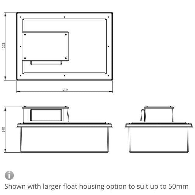 750 Litre Type AB Air Gap GRP Water Tank, Insulated, Cat 5