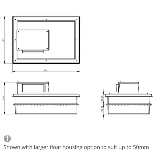750 Litre Type AB Air Gap GRP Water Tank - Two Piece Insulated, Cat 5