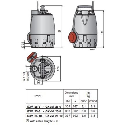 Calpeda GXV 25-6 Submersible Dirty Water Pump