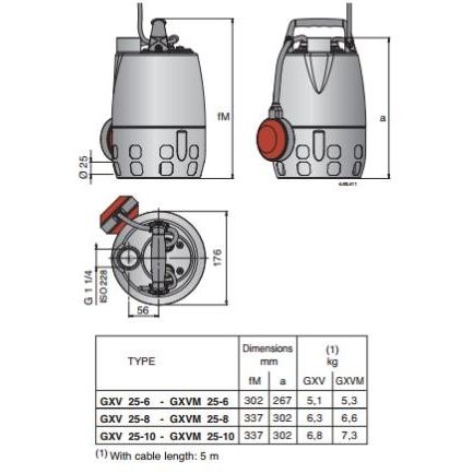 Calpeda GXV 25-8 Submersible Dirty Water Pump