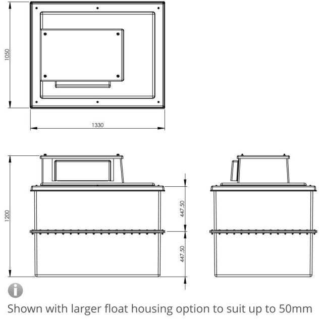 909 Litre Type AB Air Gap GRP Water Tank - Two Piece Insulated, Cat 5