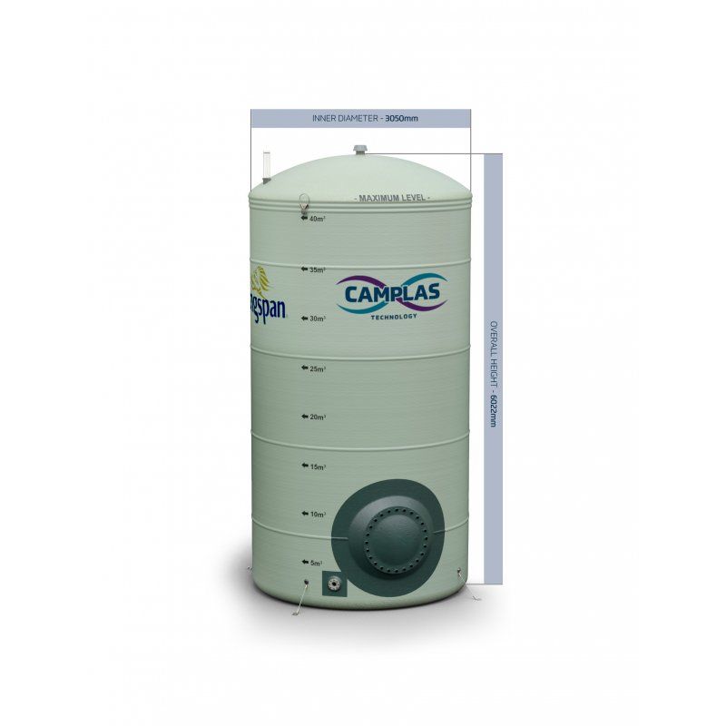 40m3 Camplas GRP Chemical Bulk Storage Tanks With measurements