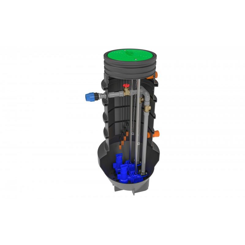 PX6 1300L Twin Sewage Pumping Station Cut Out