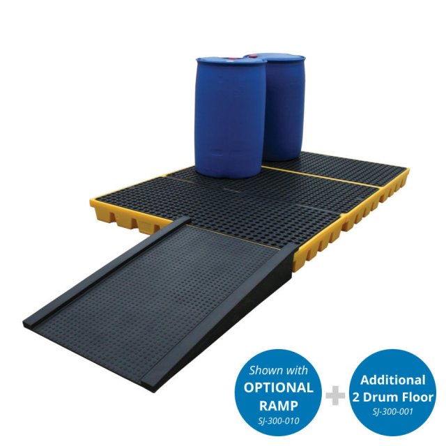 Bunded work floors for 4 drums