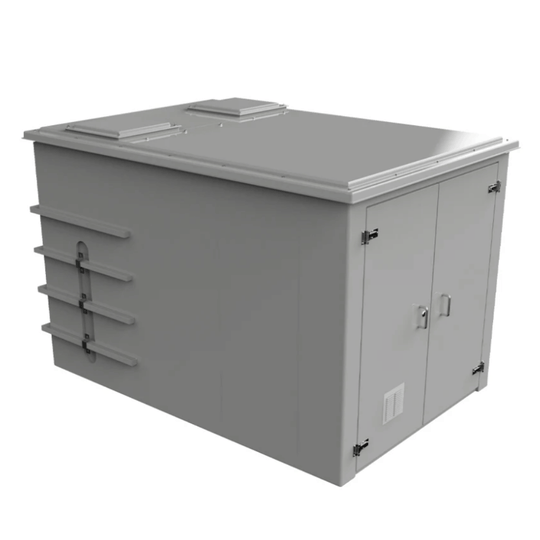 CUCOMP.12000-4000 Grey combination unit with AG Airgap, double cabinet doors wit breathable vent. On a white background