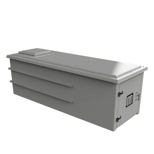 CUCOMP.3000-2000 grey grp combination unit with AG Airgap. Single cabinet with breathable vent, hinges and steel handle. On a white background