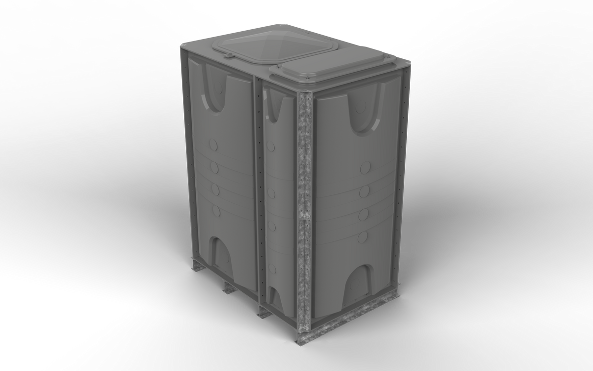 3000 Litre GRP Sectional Water Tank, Internally Flanged Base (IFB) Divided 1.5x1x2