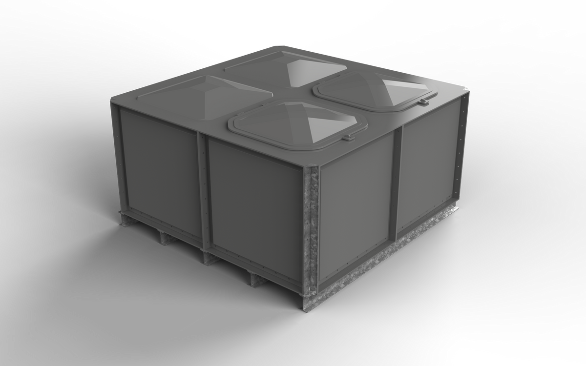 4000 Litre GRP Sectional Water Tank, Internally Flanged Base (IFB) Divided 2x2x1