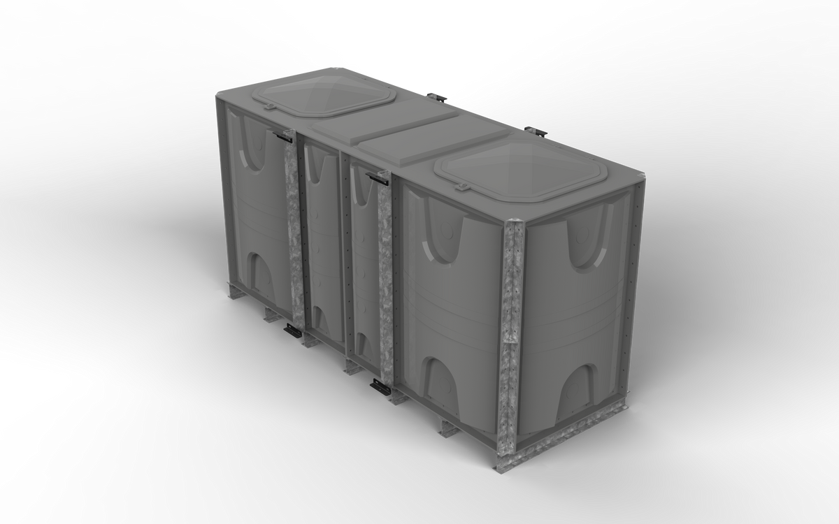 4500 Litre GRP Sectional Water Tank, Internally Flanged Base (IFB) Divided 3x1x1.5