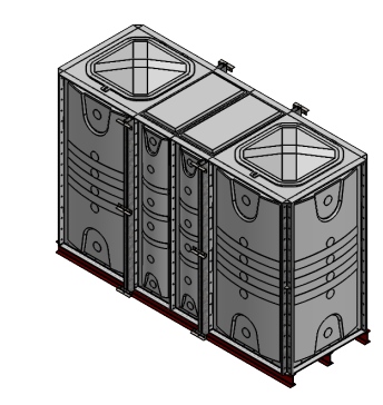 6000 Litre GRP Sectional Water Tank, Internally Flanged Base (IFB) Divided 3x1x2 drawing