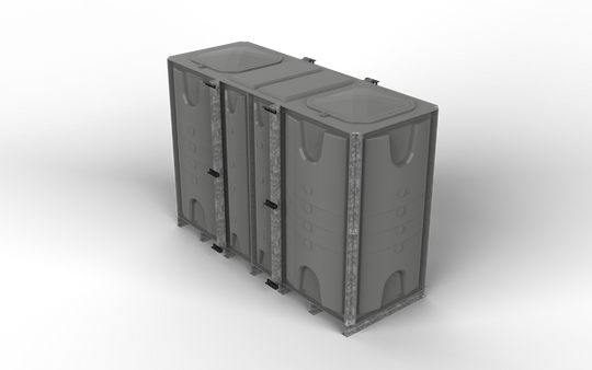 6000 Litre GRP Sectional Water Tank, Internally Flanged Base (IFB) Divided 3x1x2