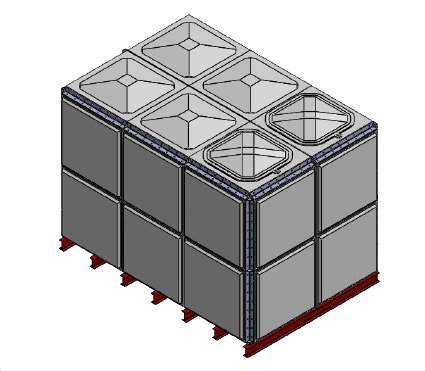 12000 Litre GRP Sectional Water Tank, Internally Flanged Base (IFB) Divided drawing
