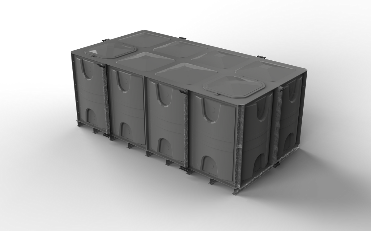 12000 Litre GRP Sectional Water Tank, Internally Flanged Base (IFB) Divided 4x2x1.5