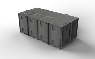 12000 Litre GRP Sectional Water Tank, Internally Flanged Base (IFB) Divided 4x2x1.5