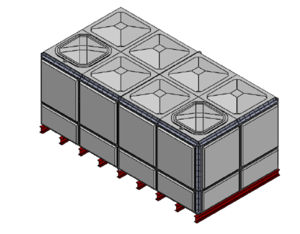 12000 Litre GRP Sectional Water Tank, Internally Flanged Base (IFB) Divided 4x2x1.5 drawing