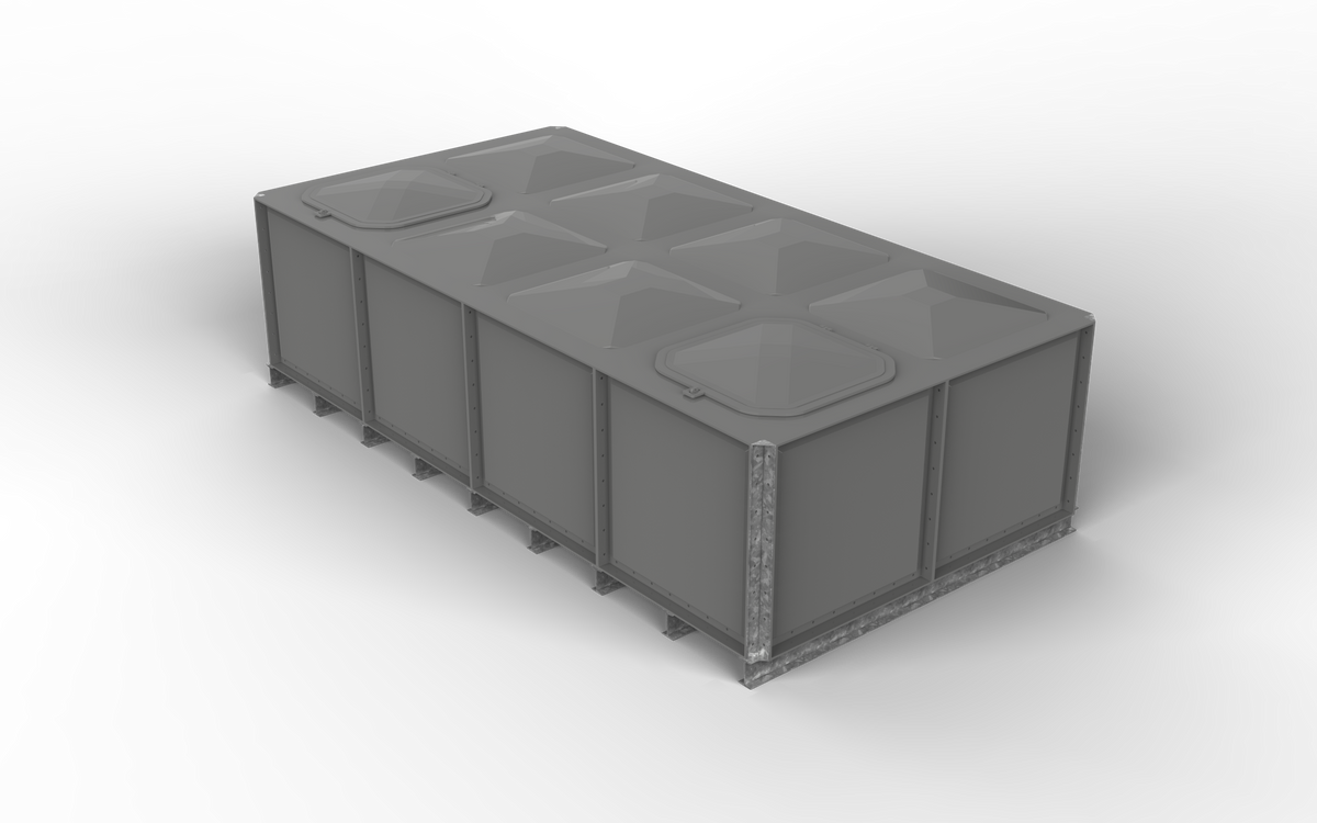 8000 Litre GRP Sectional Water Tank, Internally Flanged Base (IFB) Divided 4x2x1